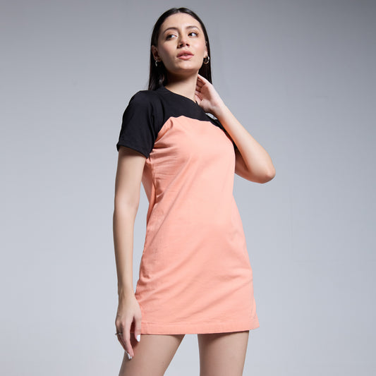 Peach Block Shift Dress